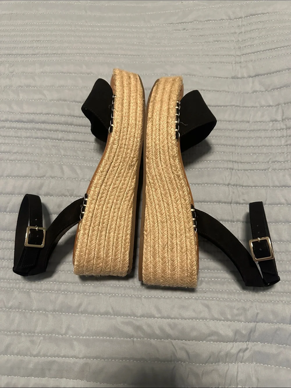 Black Espadrille Platform Sandals with Ankle Strap